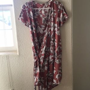 Coral flower roxy wrap dress